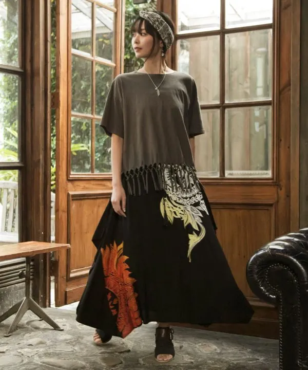 Tribal Flower Long Skirt