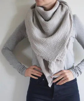 Warm Grey Gauze Blanket Scarf