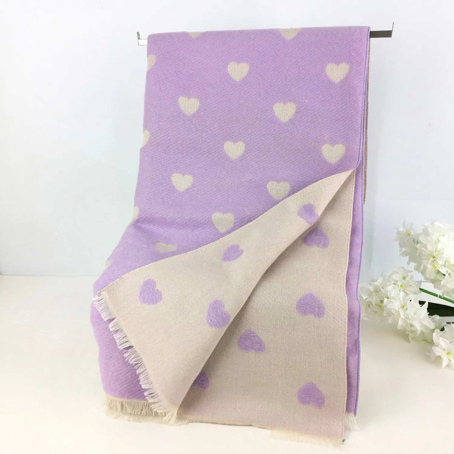 Warm Hugs Heart Scarf/Shawl - Lilac