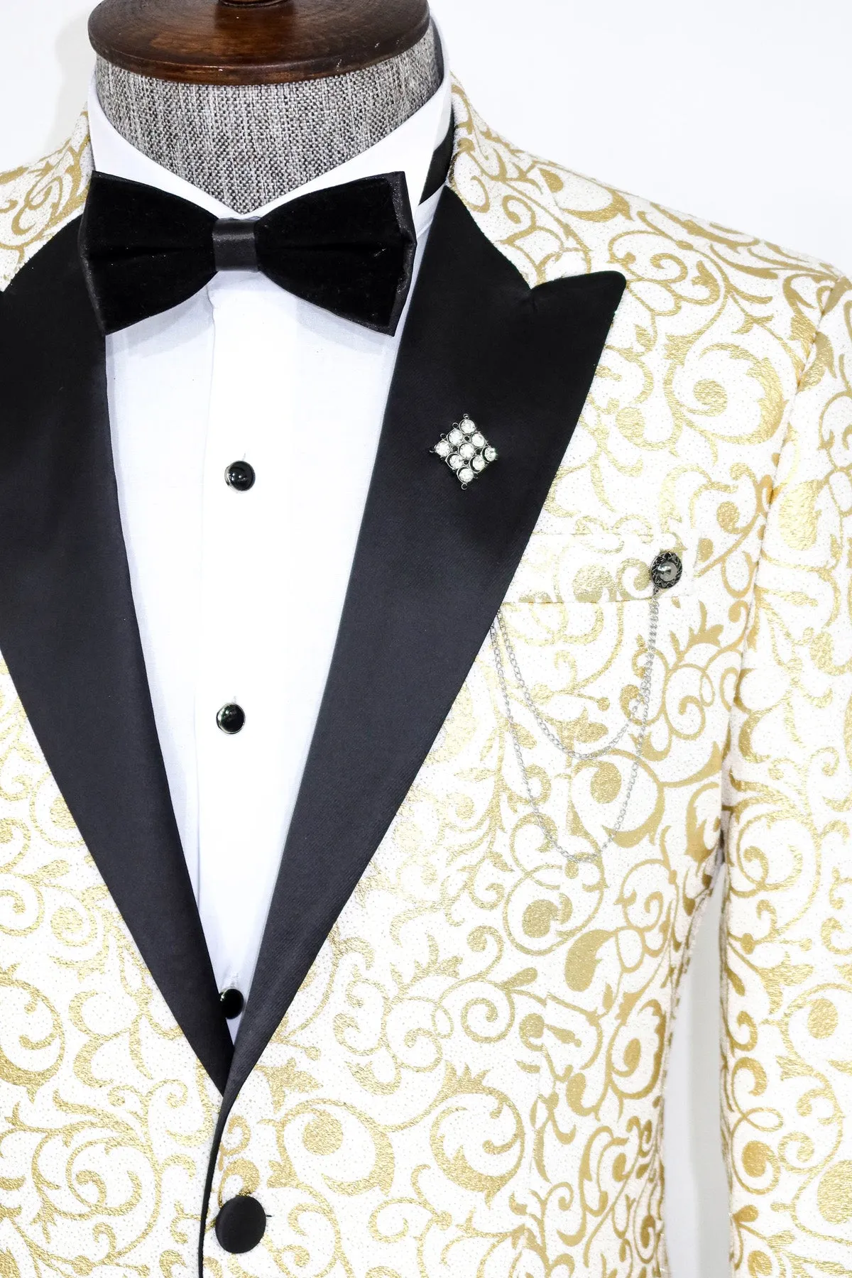 White and Gold Prom Blazer