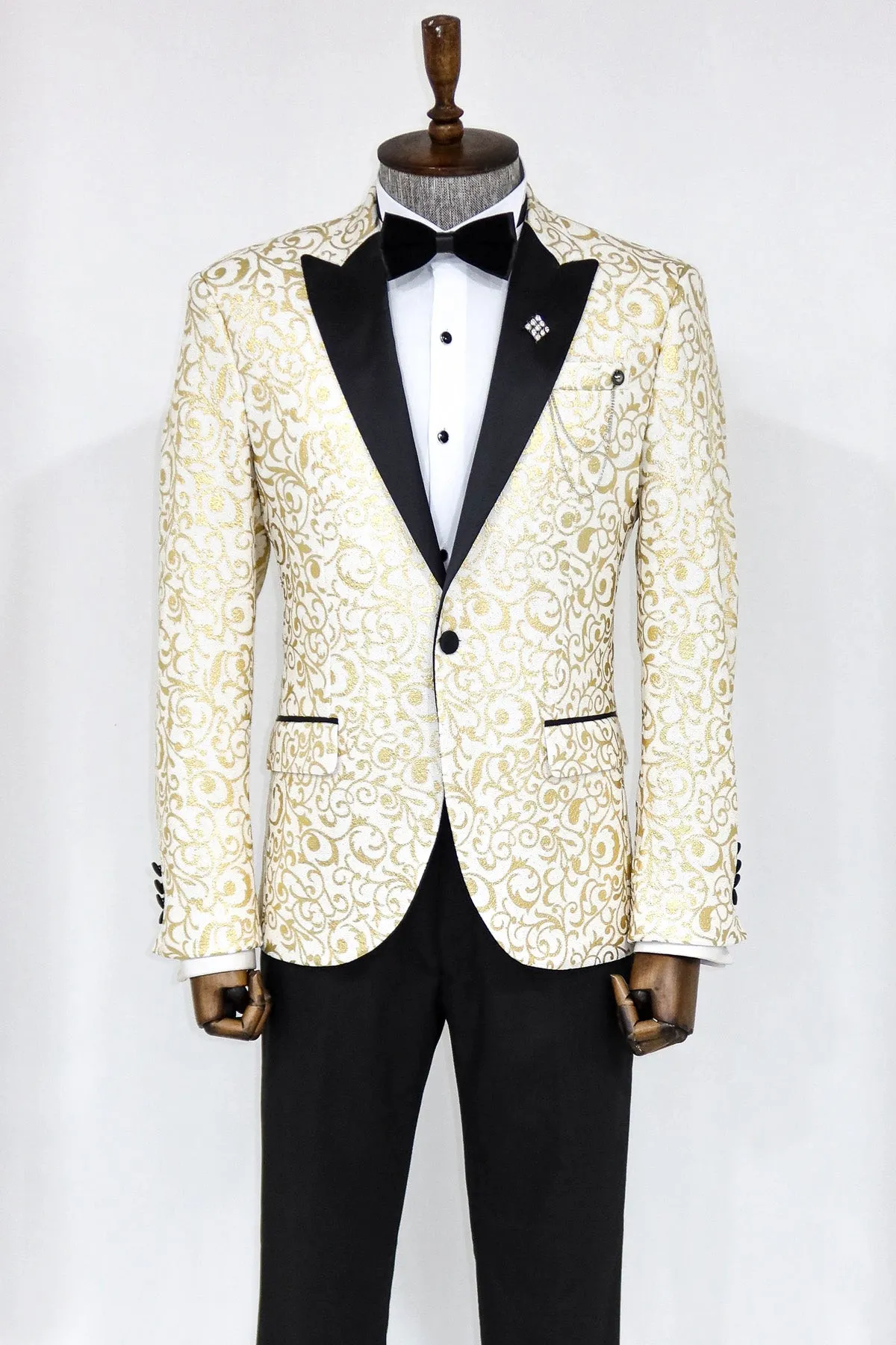 White and Gold Prom Blazer