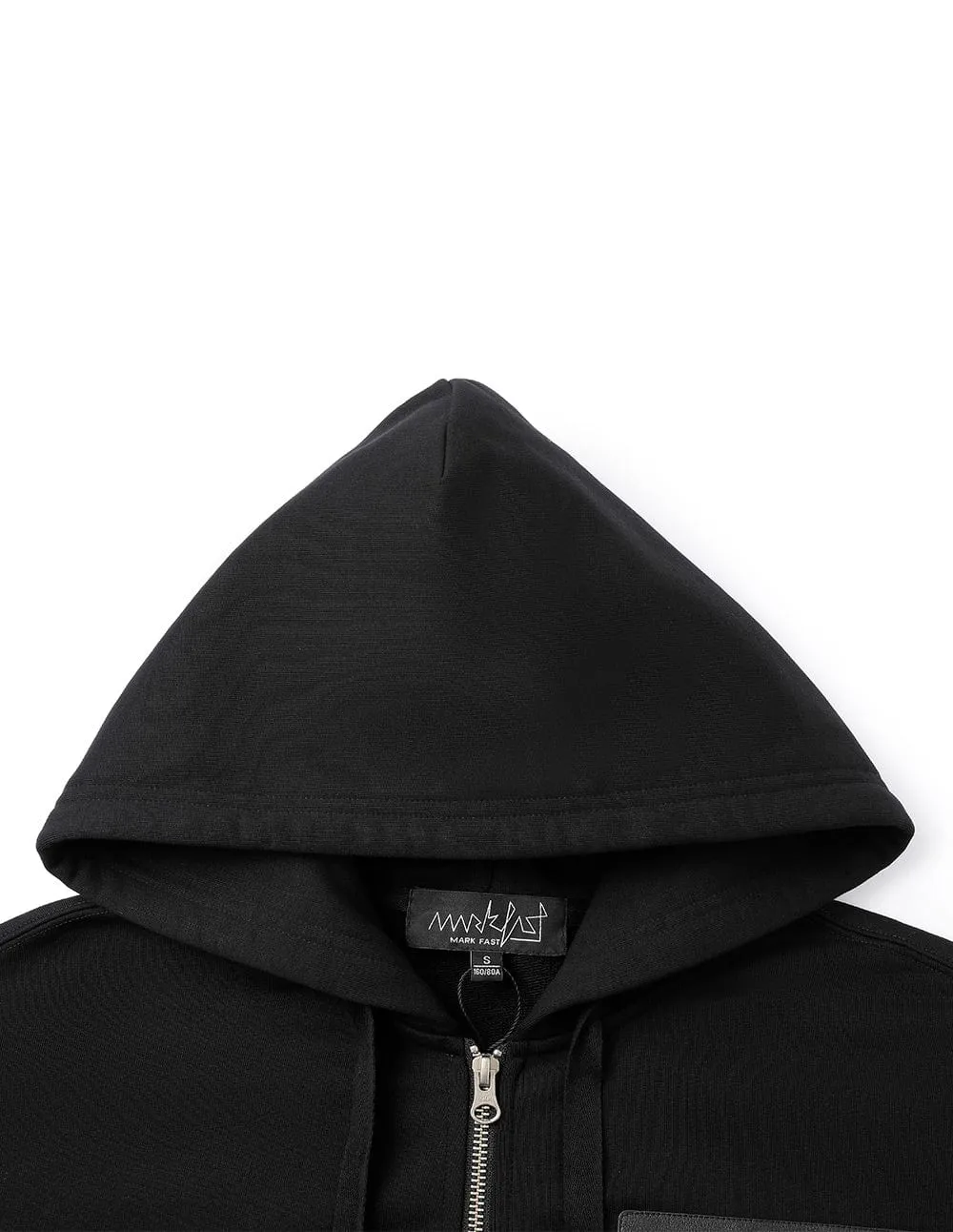 Women's Black Cotton Short Hooded Sweatshirt