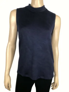 Women's Sleeveless Navy Mock Neck - Made In Canada