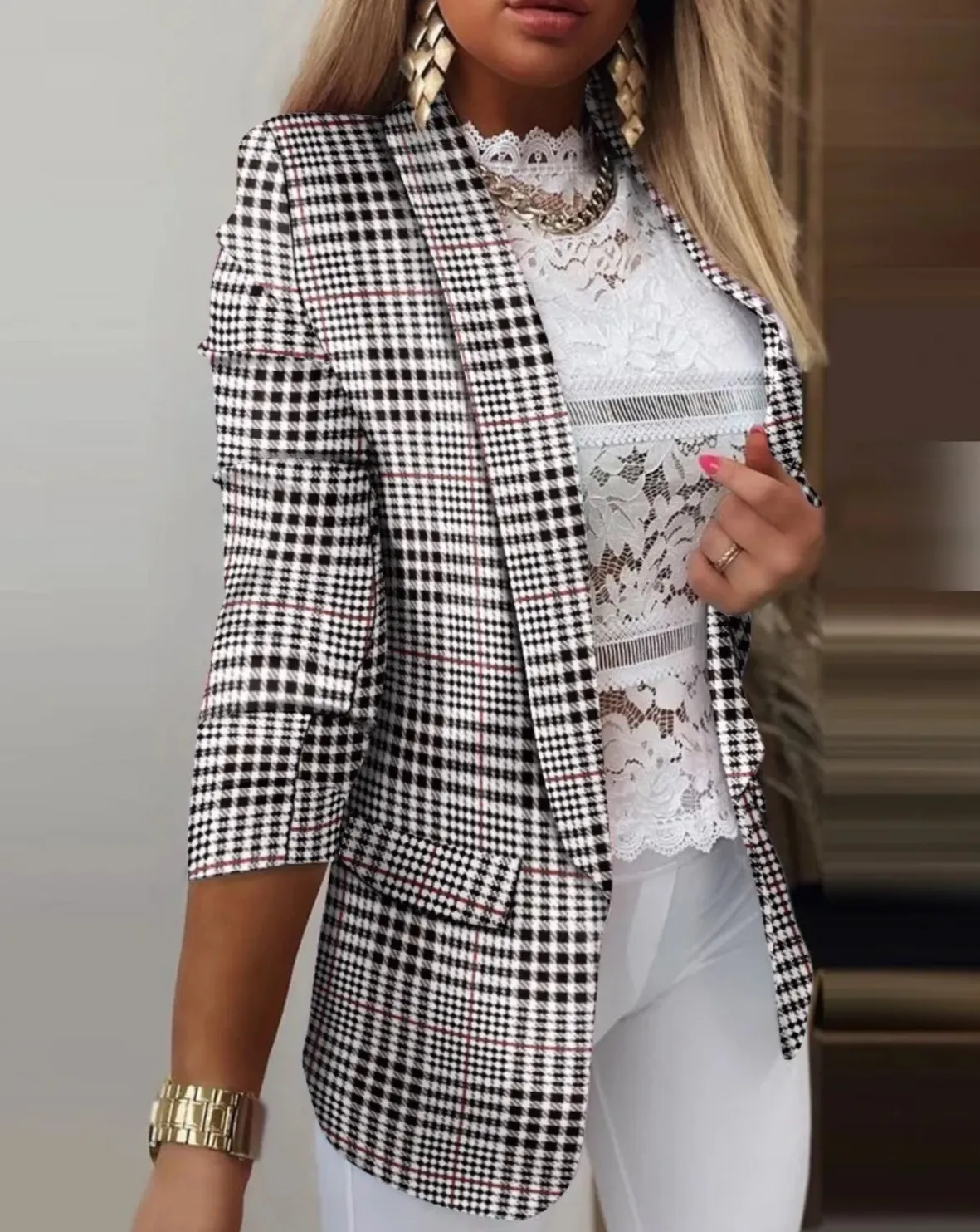 Women's Stylish Unique Print Multicolor Blazer with Pockets | Perfect for Everyday Wear